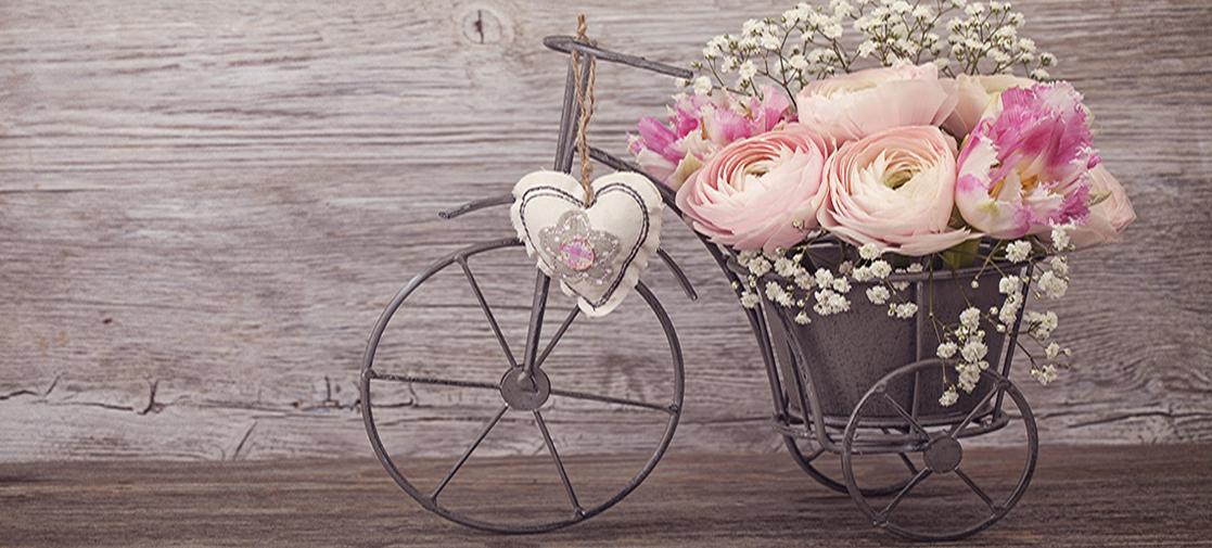 Bicicleta vintage con rosas